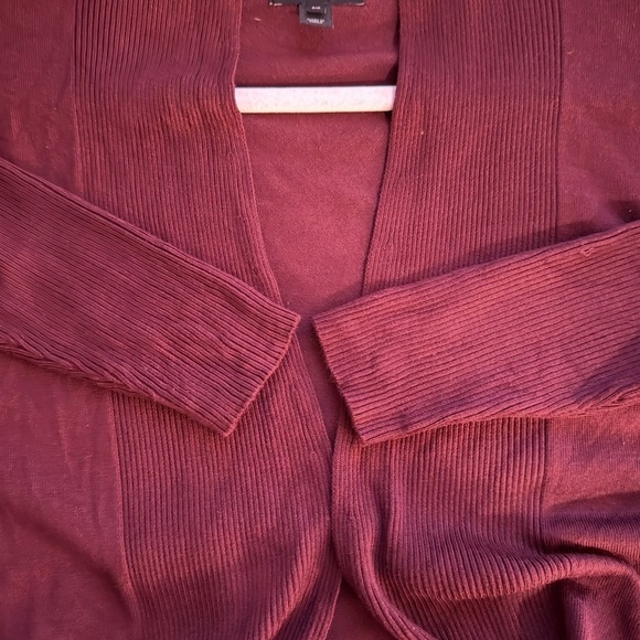 RW&CO. Deep Red Burgundy Knit Open Cardigan Size S Minimalist Cozy Office - Picture 6 of 12